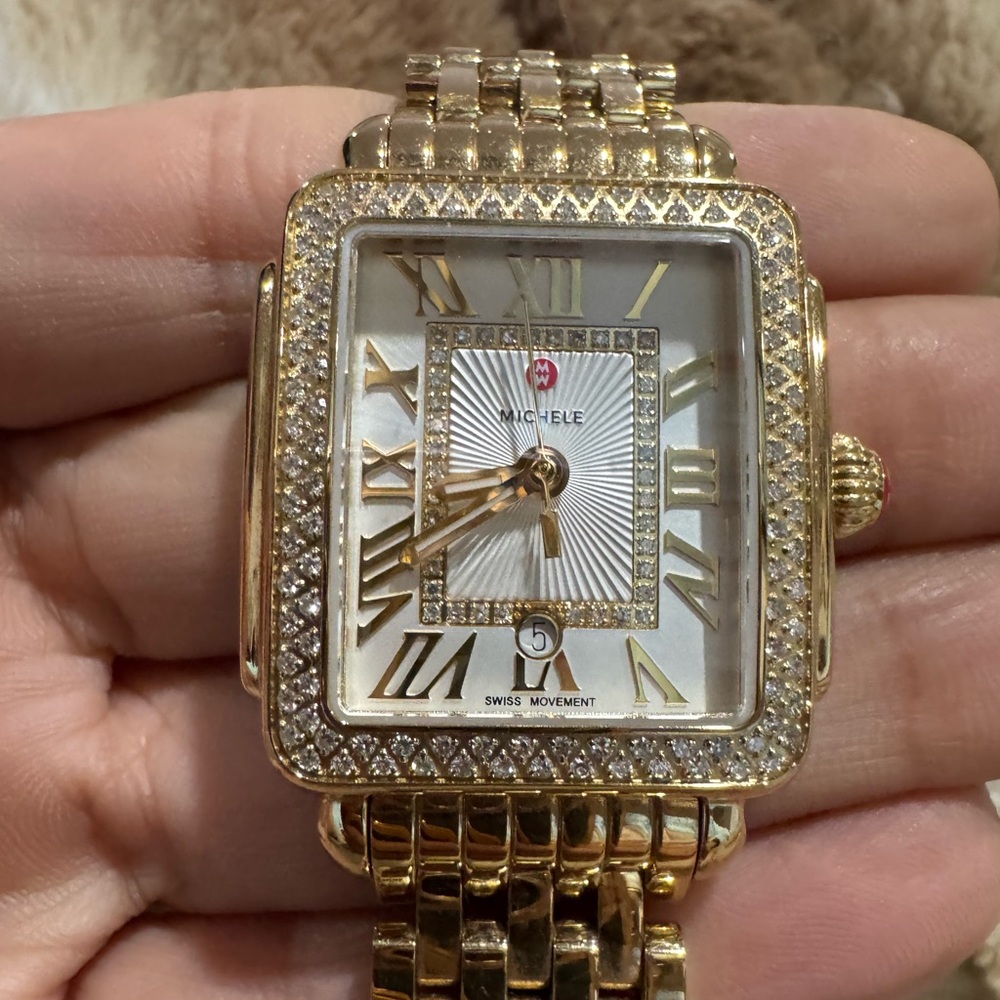 MICHELE DECO -0.60ct. TCW Diamond Lady's 31mm Watch, Bracelet 7.5” MWW06G000003 - Picture 5 of 13